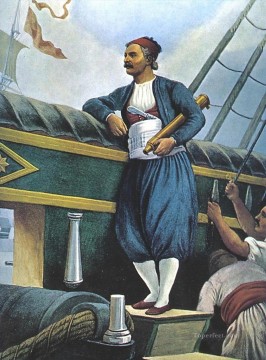 ピーター・フォン・ヘスの歴史的な戦争に乗艦するアンドレア・ミアウリス提督 Oil Paintings